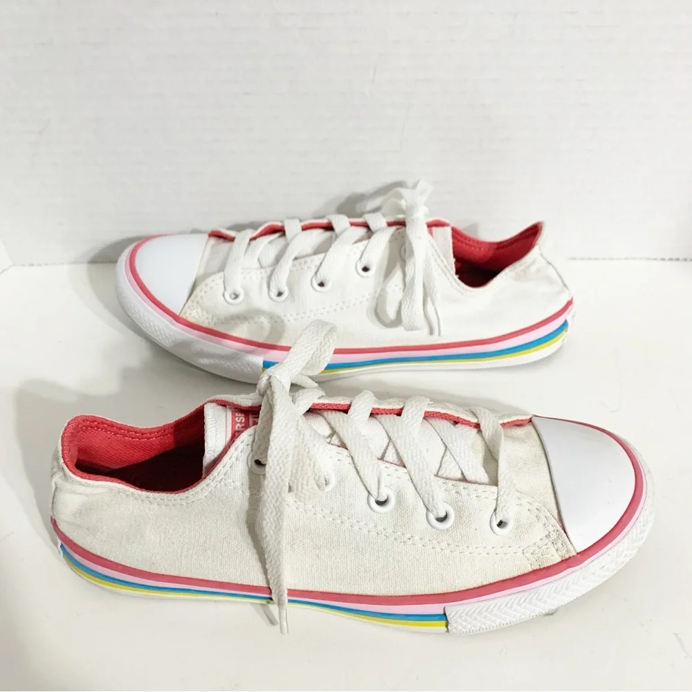 Converse Chuck Taylor All Star Canvas Sneakers Rainbow Stripes Size 3 Big Kids
